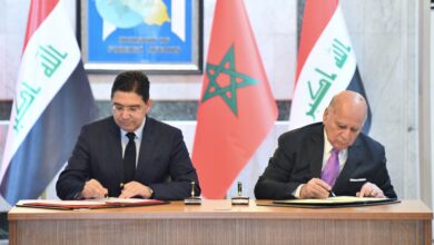 صورة التوقيع ببغداد على مذكرتي تفاهم بين المغرب والعراق في مجال التكوين الدبلوماسي